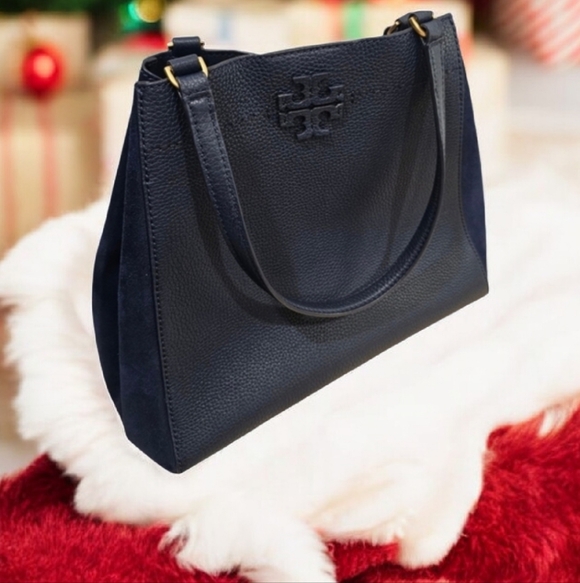 Handbags - Tory Burch **BEAUTIFUL** Navy Blue McGraw Womens Leather/Suede Small Bucket Bag